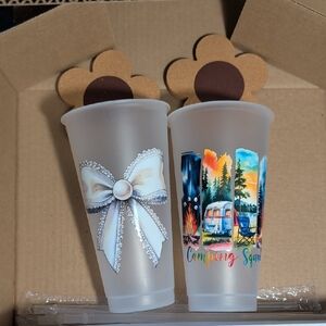 Camping Squad Frosted Cups with Bow Design